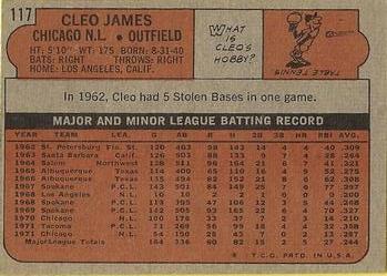 1972 Topps #117 Cleo James Back