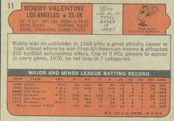 1972 Topps #11 Bobby Valentine Back