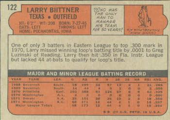 1972 Topps #122 Larry Biittner Back