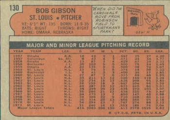 1972 Topps #130 Bob Gibson Back