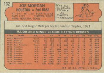 1972 Topps #132 Joe Morgan Back