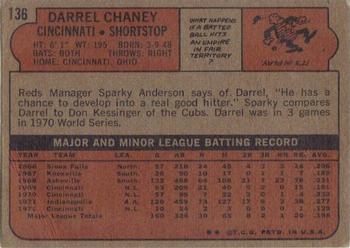 1972 Topps #136 Darrel Chaney Back