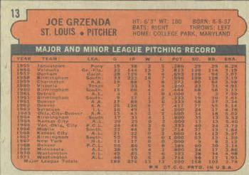 1972 Topps #13 Joe Grzenda Back