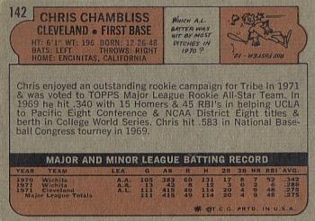 1972 Topps #142 Chris Chambliss Back