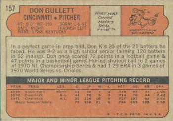 1972 Topps #157 Don Gullett Back
