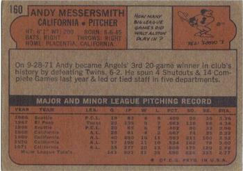 1972 Topps #160 Andy Messersmith Back