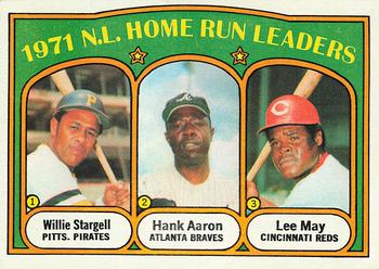 1972 Topps #89 1971 N.L. Home Run Leaders (Willie Stargell / Hank Aaron / Lee May) Front