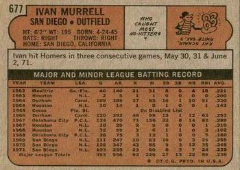 1972 Topps #677 Ivan Murrell Back