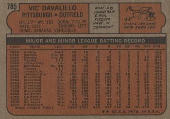 1972 Topps #785 Vic Davalillo Back