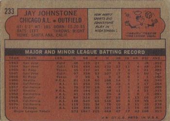 1972 Topps #233 Jay Johnstone Back