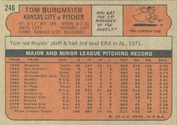 1972 Topps #246 Tom Burgmeier Back