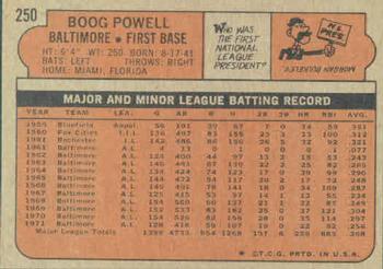 1972 Topps #250 Boog Powell Back