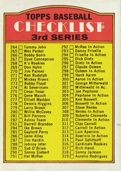 1972 Topps #251 Checklist 3rd Series Front