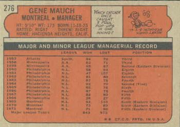 1972 Topps #276 Gene Mauch Back