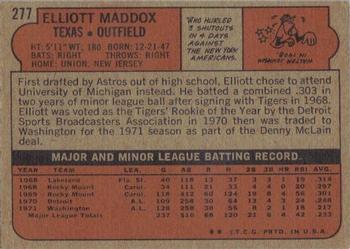 1972 Topps #277 Elliott Maddox Back