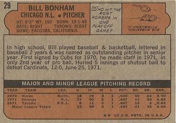 1972 Topps #29 Bill Bonham Back