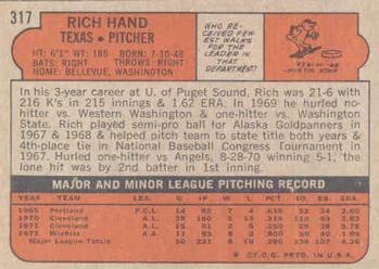 1972 Topps #317 Rich Hand Back