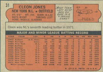 1972 Topps #31 Cleon Jones Back