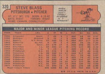1972 Topps #320 Steve Blass Back