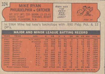 1972 Topps #324 Mike Ryan Back