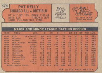1972 Topps #326 Pat Kelly Back