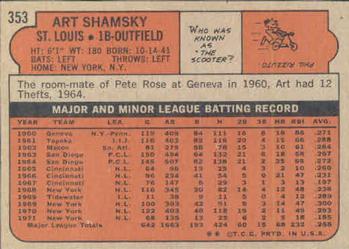 1972 Topps #353 Art Shamsky Back