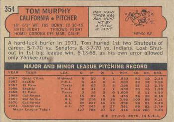1972 Topps #354 Tom Murphy Back