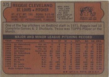 1972 Topps #375 Reggie Cleveland Back