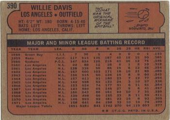 1972 Topps #390 Willie Davis Back