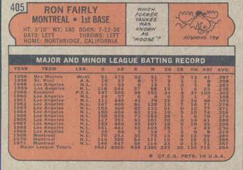 1972 Topps #405 Ron Fairly Back