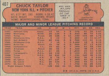 1972 Topps #407 Chuck Taylor Back