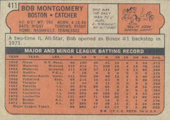 1972 Topps #411 Bob Montgomery Back