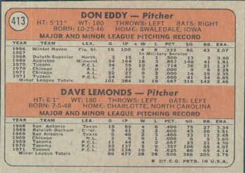 1972 Topps #413 White Sox 1972 Rookie Stars (Don Eddy / Dave Lemonds) Back