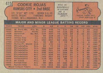 1972 Topps #415 Cookie Rojas Back