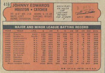 1972 Topps #416 Johnny Edwards Back