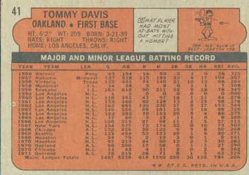 1972 Topps #41 Tommy Davis Back