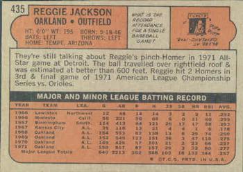 1972 Topps #435 Reggie Jackson Back