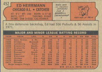 1972 Topps #452 Ed Herrmann Back