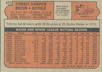 1972 Topps #455 Tommy Harper Back