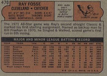 1972 Topps #470 Ray Fosse Back