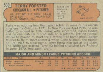 1972 Topps #539 Terry Forster Back