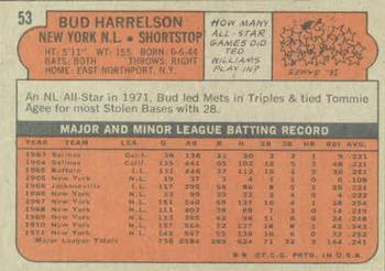 1972 Topps #53 Bud Harrelson Back