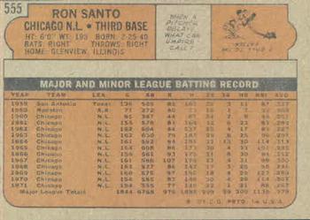 1972 Topps #555 Ron Santo Back