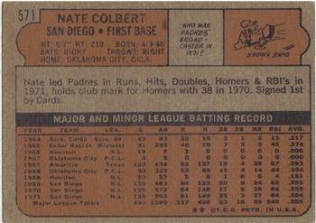 1972 Topps #571 Nate Colbert Back