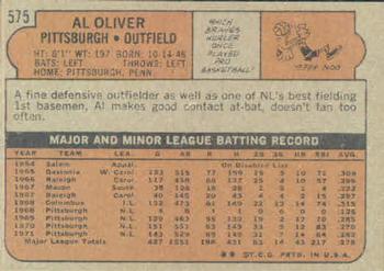 1972 Topps #575 Al Oliver Back