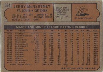1972 Topps #584 Jerry McNertney Back