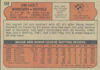 1972 Topps #588 Jim Holt Back
