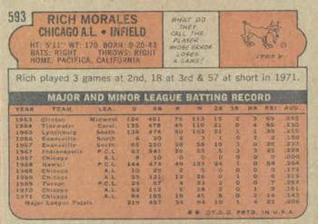1972 Topps #593 Rich Morales Back