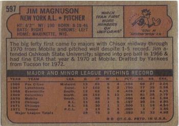 1972 Topps #597 Jim Magnuson Back