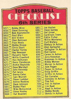 1972 Topps #604 Checklist 6th Series Front
